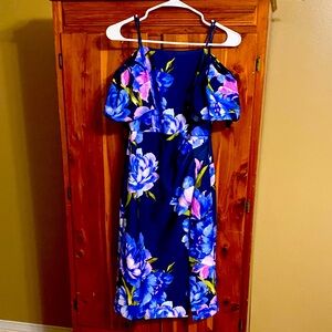 Eliza J Blue Floral Midi Dress